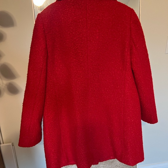 Ann Taylor Loft Boucle Funnel Neck Red Winter Coat Large - Picture 6 of 10